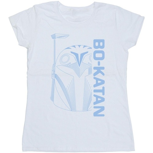 textil Mujer Camisetas manga larga Disney The Mandalorian Bo Katan Helm Blanco