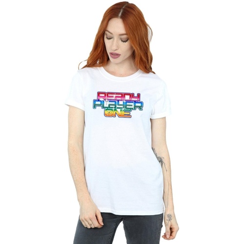 textil Mujer Camisetas manga larga Ready Player One Rainbow Logo Blanco
