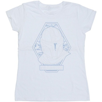 textil Mujer Camisetas manga larga Disney The Mandalorian Outline Helm Diamond Blanco
