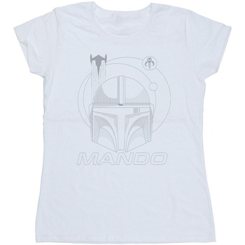 textil Mujer Camisetas manga larga Disney The Mandalorian Rings Helmet Blanco