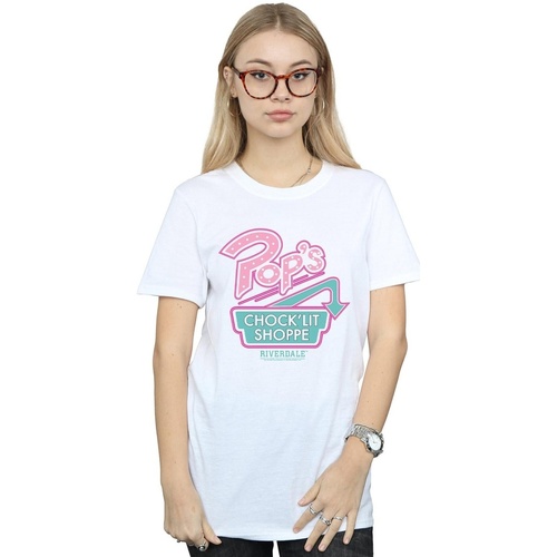 textil Mujer Camisetas manga larga Riverdale Pops Logo Blanco