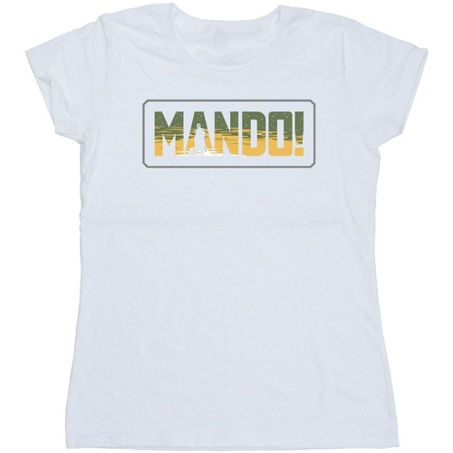 textil Mujer Camisetas manga larga Disney The Mandalorian Mando Cutout Blanco