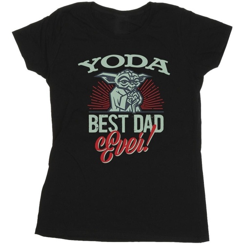 textil Mujer Camisetas manga larga Disney Mandalorian Yoda Dad Negro