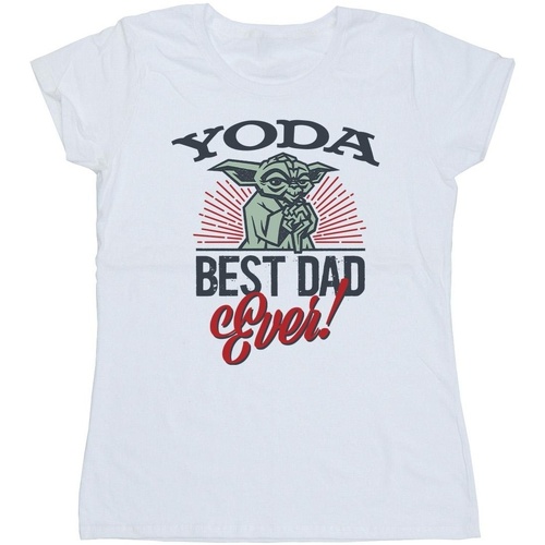 textil Mujer Camisetas manga larga Disney Mandalorian Yoda Dad Blanco