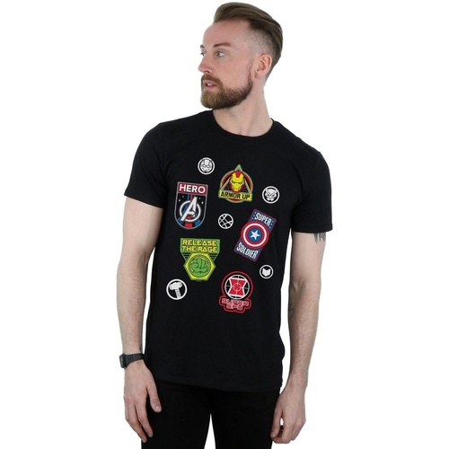 textil Hombre Camisetas manga larga Marvel Avengers Hero Badges Negro