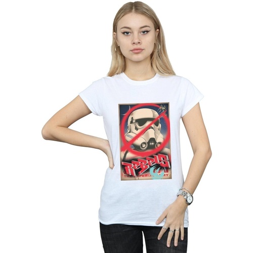 textil Mujer Camisetas manga larga Disney Rebels Poster Blanco