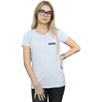 textil Mujer Camisetas manga larga Nasa Modern Logo Chest Gris