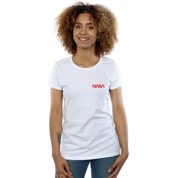 textil Mujer Camisetas manga larga Nasa Modern Logo Chest Blanco