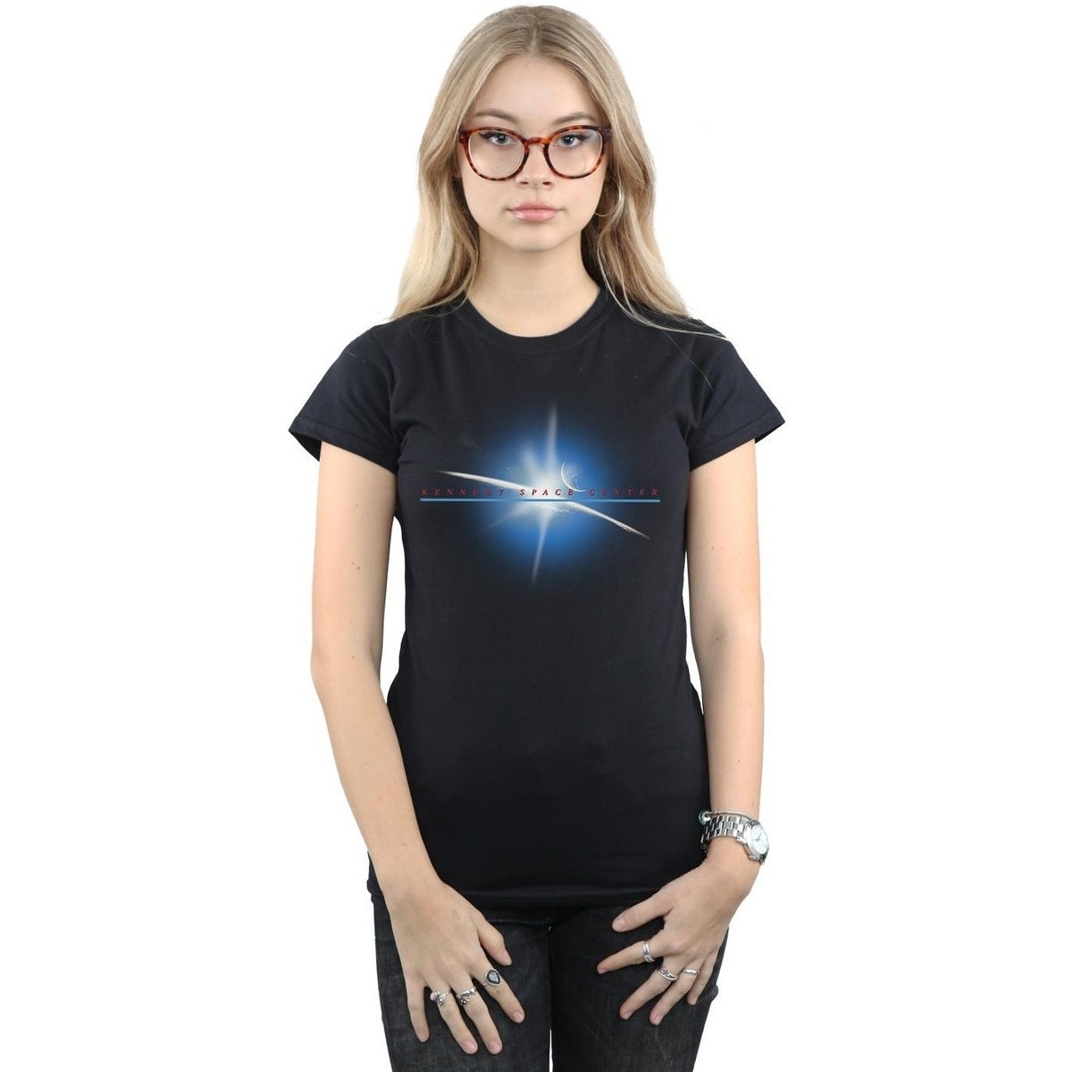 textil Mujer Camisetas manga larga Nasa Kennedy Space Centre Planet Negro