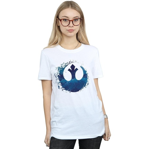 textil Mujer Camisetas manga larga Star Wars The Rise Of Skywalker Resistance Symbol Wave Blanco