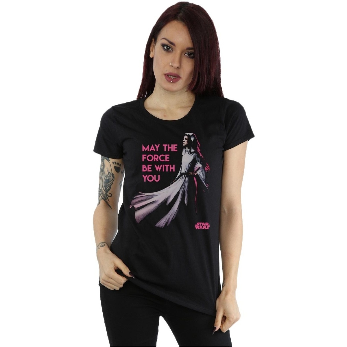 textil Mujer Camisetas manga larga Disney Princess Leia Force Negro
