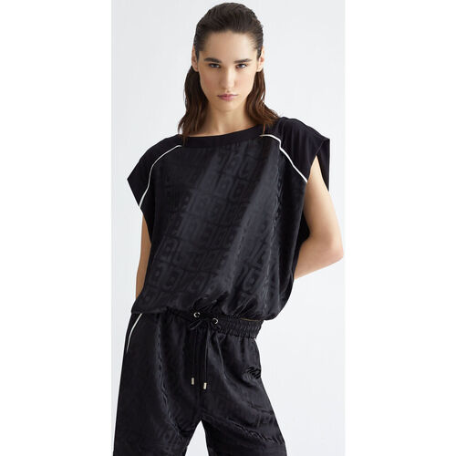 textil Mujer Tops y Camisetas Liu Jo Camiseta con raso jacquard Negro