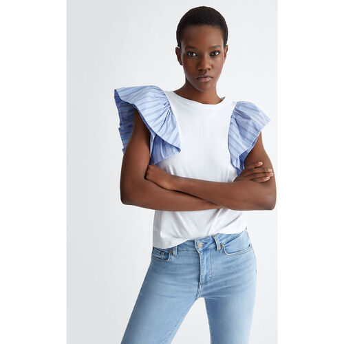 textil Mujer Tops y Camisetas Liu Jo Camiseta de punto y popelina Blanco