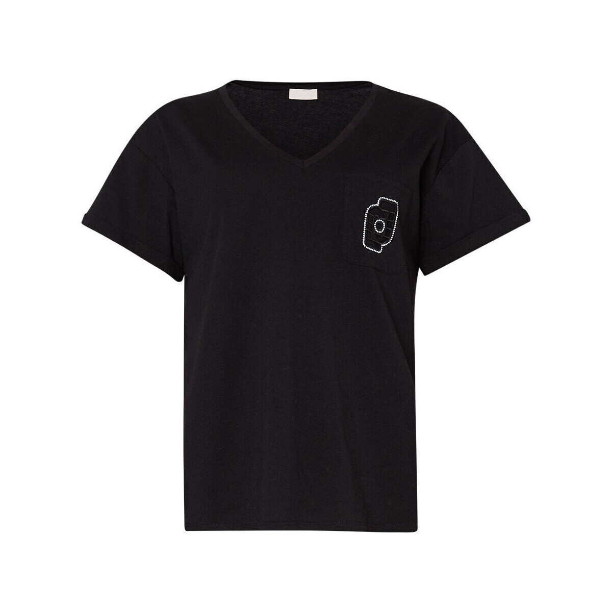 textil Mujer Tops y Camisetas Liu Jo Camiseta con bolsillo y strass Negro