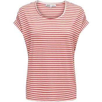 textil Mujer Tops y Camisetas Only ONLMOSTER STRIPE S/S O-NECK TOP Rojo