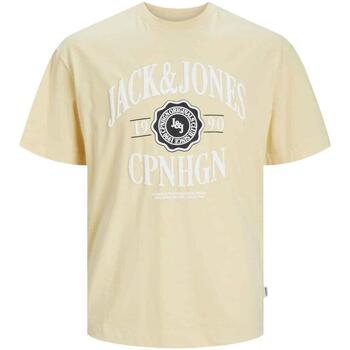 textil Hombre Camisetas manga corta Jack & Jones JORLUCCA BRANDING TEE SS CREW Amarillo