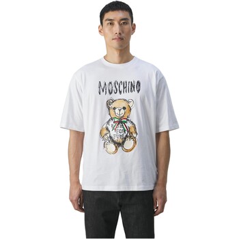 textil Hombre Camisas manga larga Moschino - Camiseta Maxi Teddy Bear con Lazo Blanco