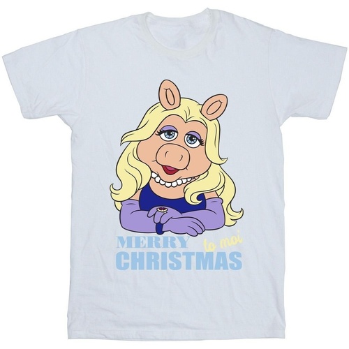 textil Hombre Camisetas manga larga Disney Muppets Miss Piggy Queen of Holidays Blanco