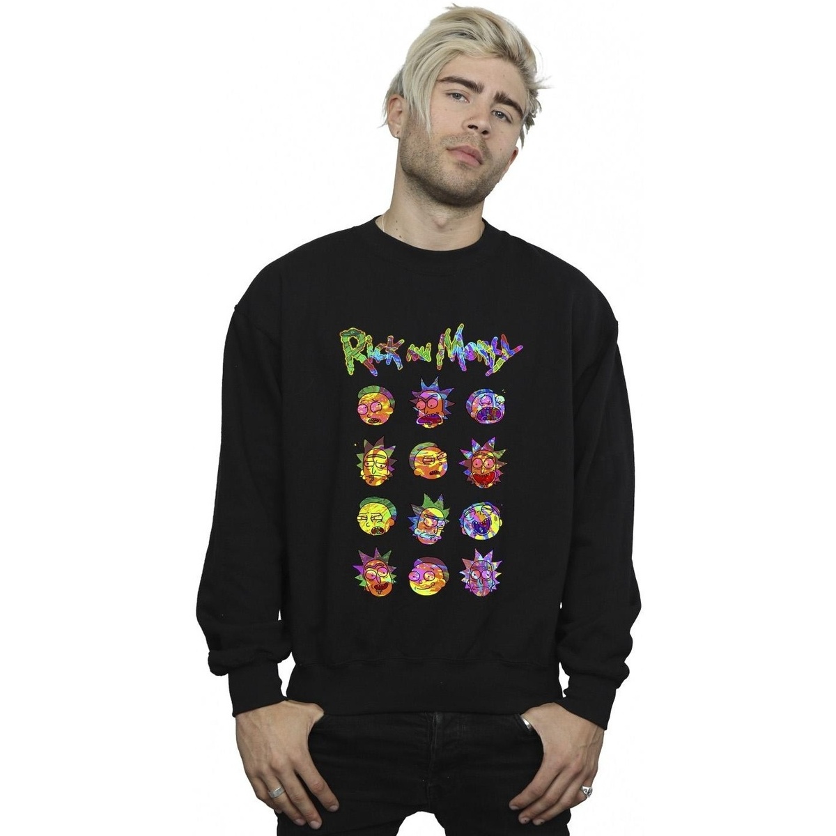 textil Hombre Sudaderas Rick And Morty Tie Dye Faces Negro