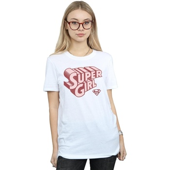 textil Mujer Camisetas manga larga Dc Comics Supergirl Retro Logo Blanco