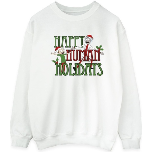 textil Hombre Sudaderas Rick And Morty Happy Human Holidays Blanco