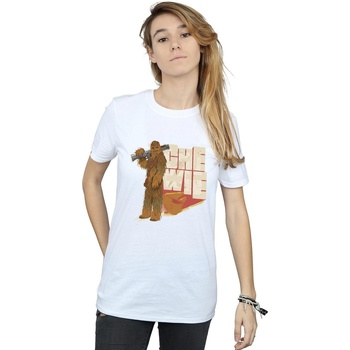 textil Mujer Camisetas manga larga Disney Solo Chewie Falcon Blanco
