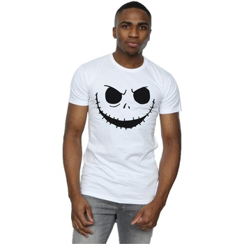 textil Hombre Camisetas manga larga Disney Nightmare Before Christmas Jack's Face Bold Blanco