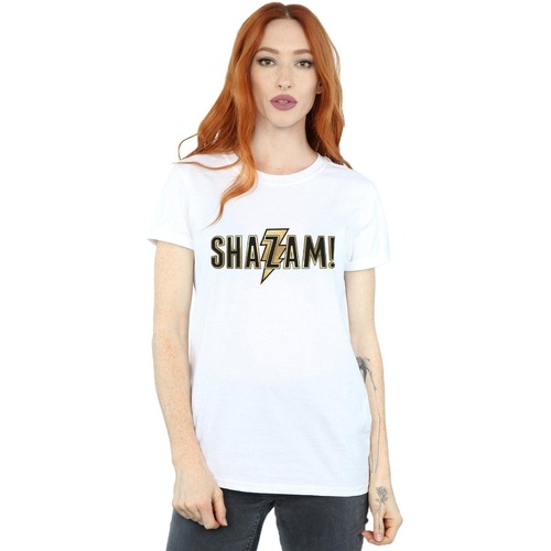 textil Mujer Camisetas manga larga Dc Comics Shazam Text Logo Blanco