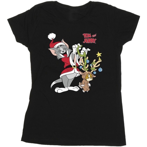 textil Mujer Camisetas manga larga Tom & Jerry Christmas Reindeer Negro