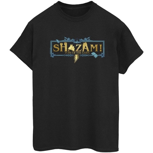 textil Mujer Camisetas manga larga Dc Comics Shazam Fury Of The Gods Golden Logo Negro
