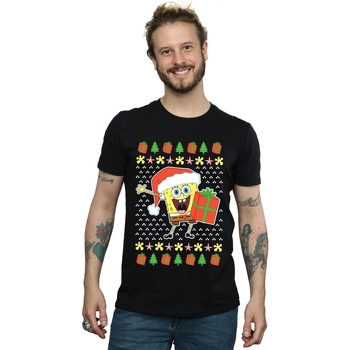 textil Hombre Camisetas manga larga Spongebob Squarepants Ugly Christmas Negro
