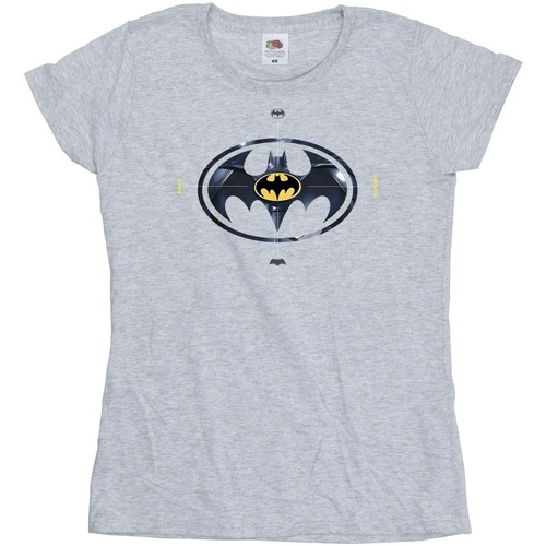 textil Mujer Camisetas manga larga Dc Comics The Flash Batman Metal Logo Gris
