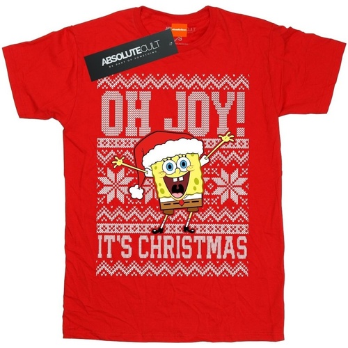 textil Hombre Camisetas manga larga Spongebob Squarepants Oh Joy! Christmas Rojo
