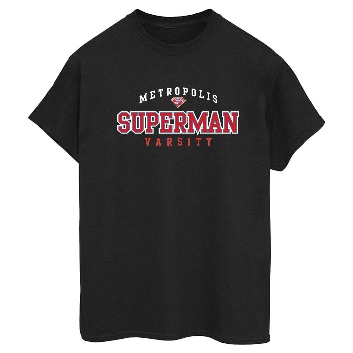 textil Mujer Camisetas manga larga Dc Comics Superman Metropolis Varsity Negro