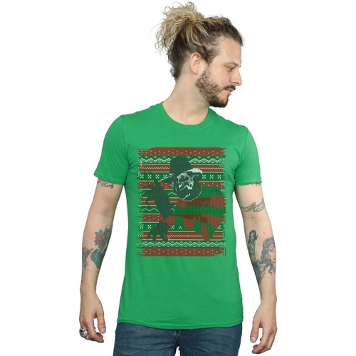 textil Hombre Camisetas manga larga A Nightmare On Elm Street Christmas Fair Isle Verde