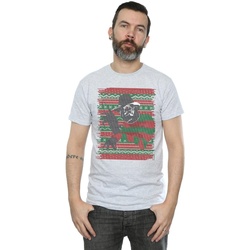 textil Hombre Camisetas manga larga A Nightmare On Elm Street Christmas Fair Isle Gris