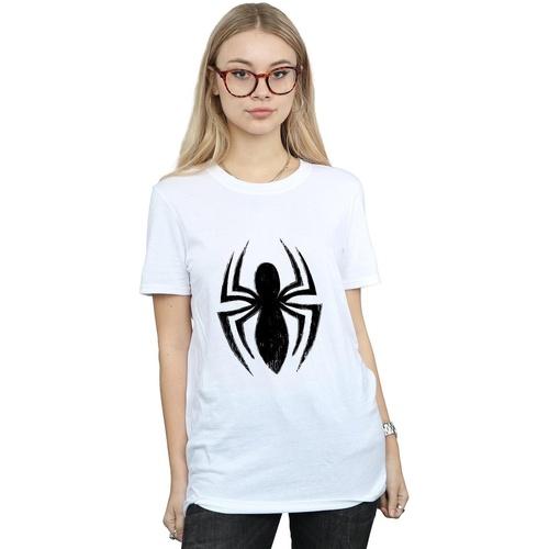 textil Mujer Camisetas manga larga Marvel Spider-Man Ultimate Spider Logo Blanco