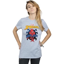 textil Mujer Camisetas manga larga Marvel Spider-Man Web Shooting Emblem Logo Gris