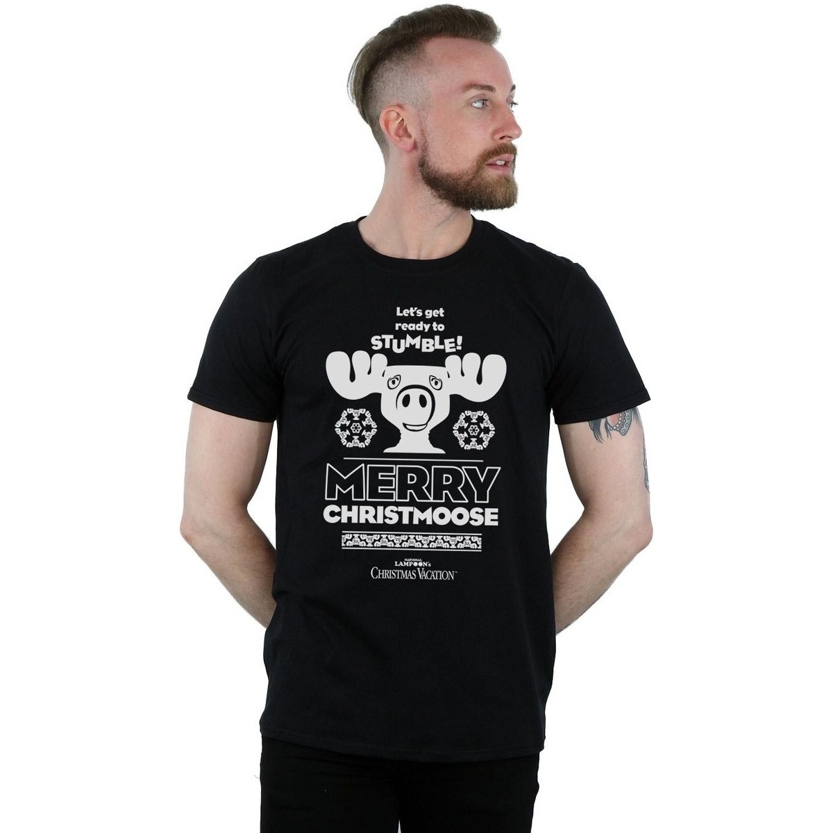 textil Hombre Camisetas manga larga National Lampoon´s Christmas Va Merry Christmoose Negro