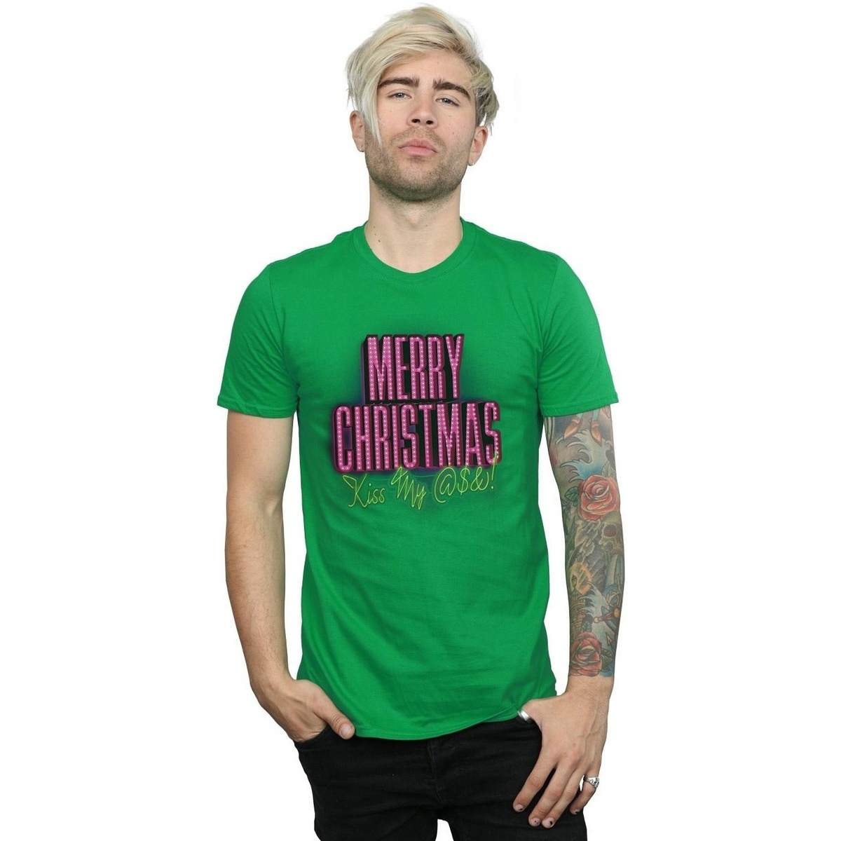 textil Hombre Camisetas manga larga National Lampoon´s Christmas Va Kiss My Ass Verde