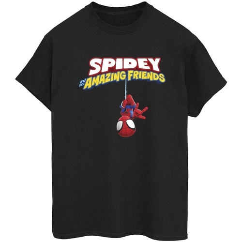 textil Mujer Camisetas manga larga Marvel Spider-Man Hanging Upside Down Negro