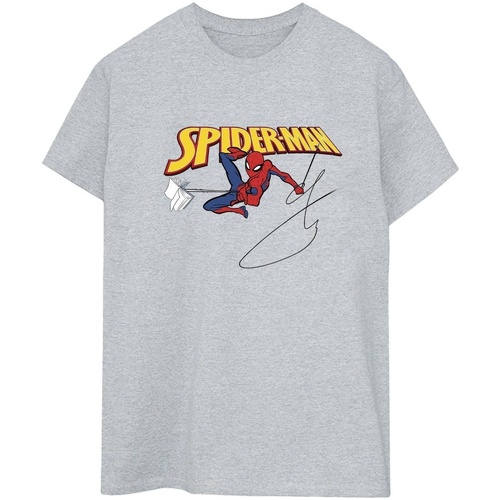 textil Mujer Camisetas manga larga Marvel Spider-Man With A Book Gris