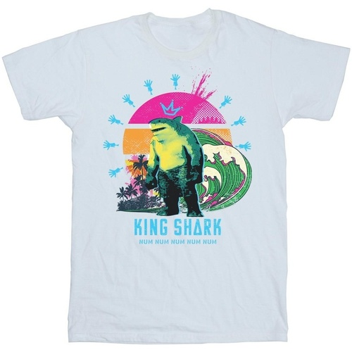 textil Mujer Camisetas manga larga Dc Comics The Suicide Squad King Shark Blanco
