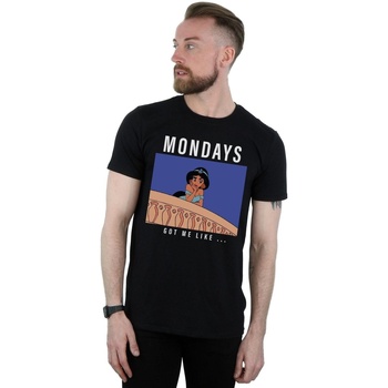 textil Hombre Camisetas manga larga Disney Jasmine Mondays Got Me Like Negro