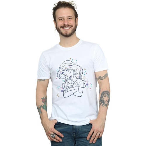 textil Hombre Camisetas manga larga Disney Aladdin Princess Jasmine Constellation Blanco