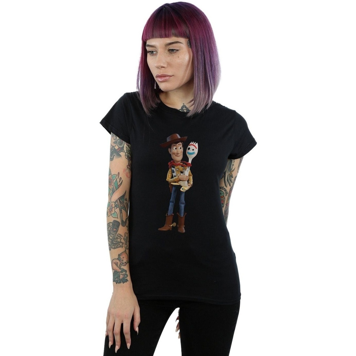 textil Mujer Camisetas manga larga Disney Toy Story 4 Woody And Forky Negro