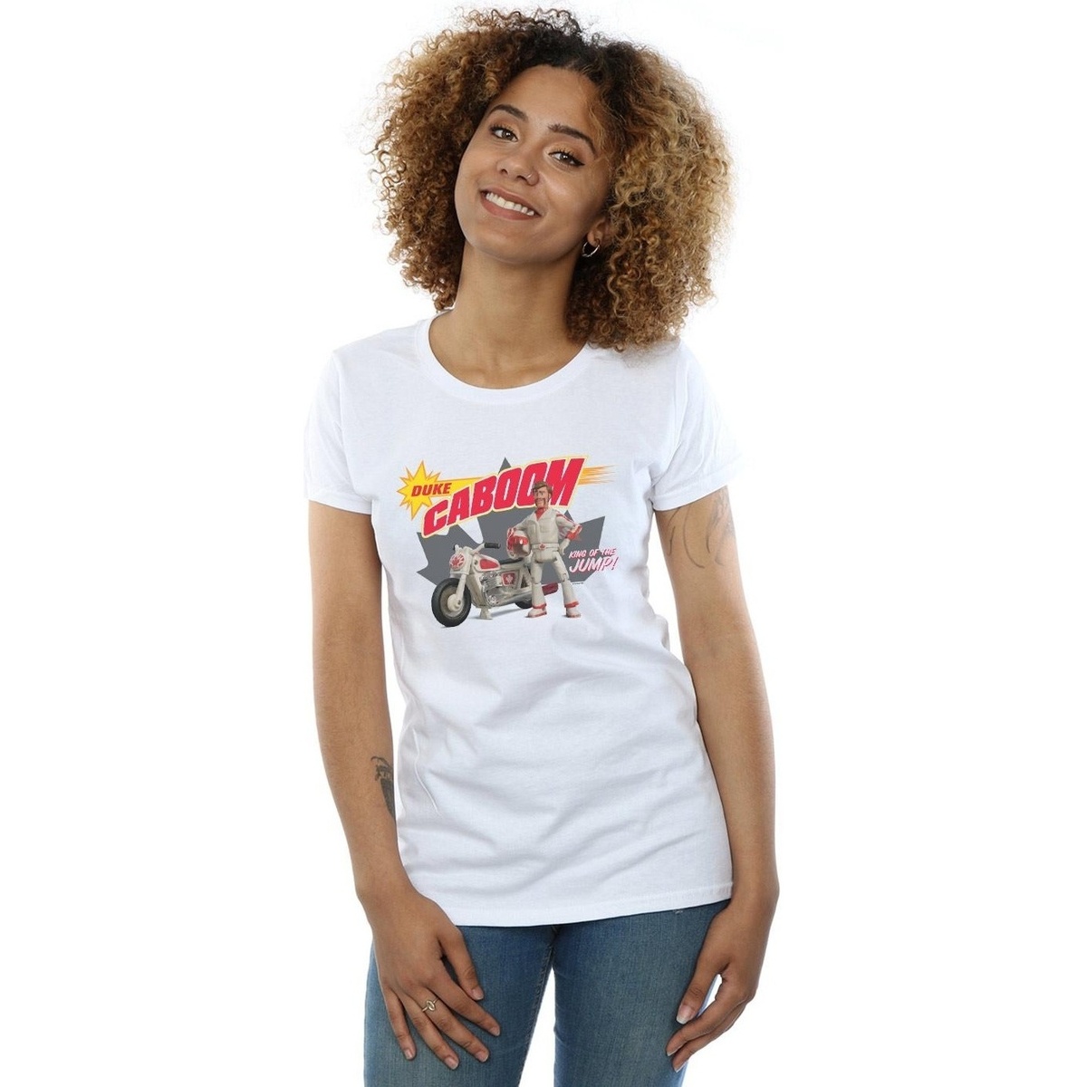 textil Mujer Camisetas manga larga Disney Toy Story 4 Duke Caboom King Of The Jump Blanco