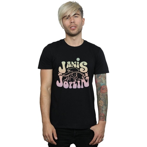 textil Hombre Camisetas manga larga Janis Joplin Pastel Logo Negro
