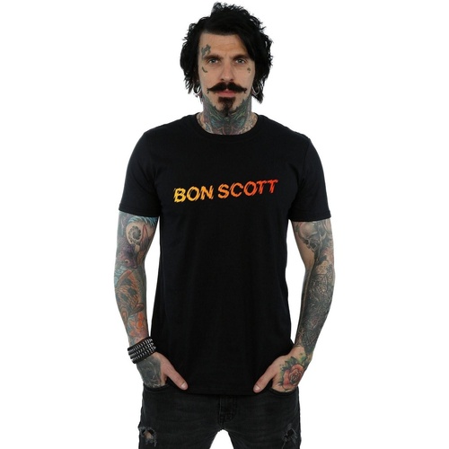 textil Hombre Camisetas manga larga Bon Scott Shattered Logo Negro