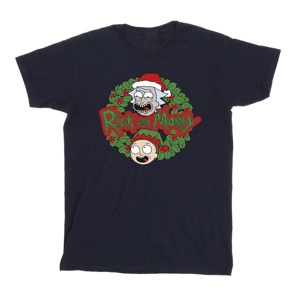 textil Hombre Camisetas manga larga Rick And Morty Christmas Wreath Azul